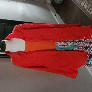 Sigrid Olsen Orange Linen Long Sleeve Shirt in Size 3X